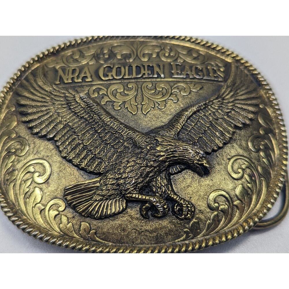 NRA Golden Eagles Limited Edition Buckle 3" Solid Durable Golden‎ Brass